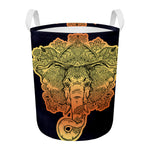 Indian Tribal Spiritual Elephant Print Round Laundry Basket