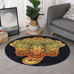 Indian Tribal Spiritual Elephant Print Round Rug