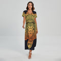 Indian Tribal Spiritual Elephant Print Short Sleeve Maxi Dress