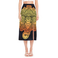 Indian Tribal Spiritual Elephant Print Side Slit Midi Skirt