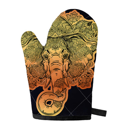 Indian Tribal Spiritual Elephant Print Single Oven Mitt