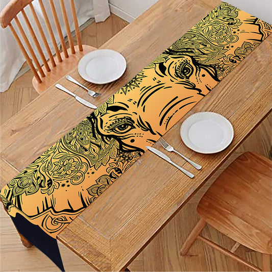 Indian Tribal Spiritual Elephant Print Table Runner