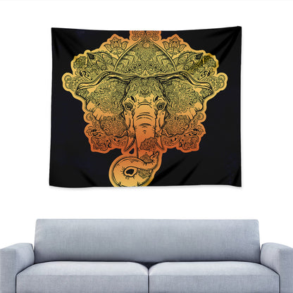 Indian Tribal Spiritual Elephant Print Tapestry
