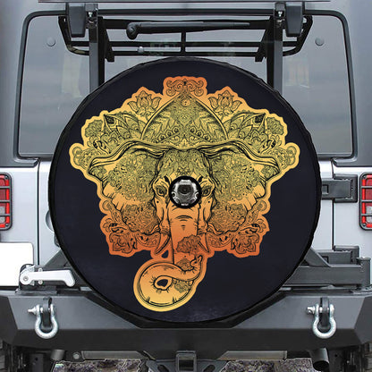 Indian Tribal Spiritual Elephant Print Tire Cover With Camera Hole