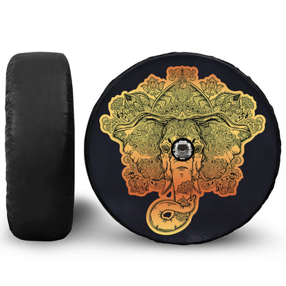 Indian Tribal Spiritual Elephant Print Tire Cover With Camera Hole