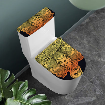 Indian Tribal Spiritual Elephant Print Toilet Lid And Tank Cover Set
