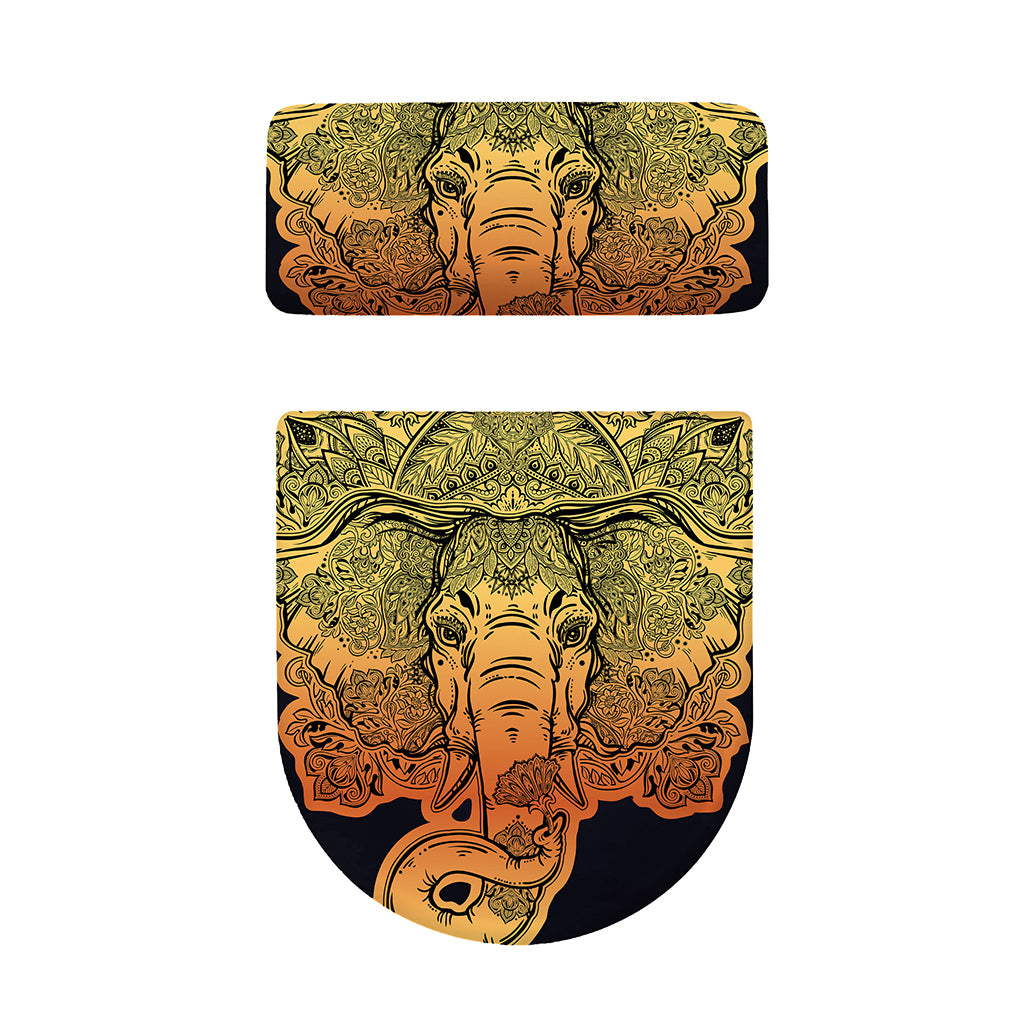 Indian Tribal Spiritual Elephant Print Toilet Lid And Tank Cover Set