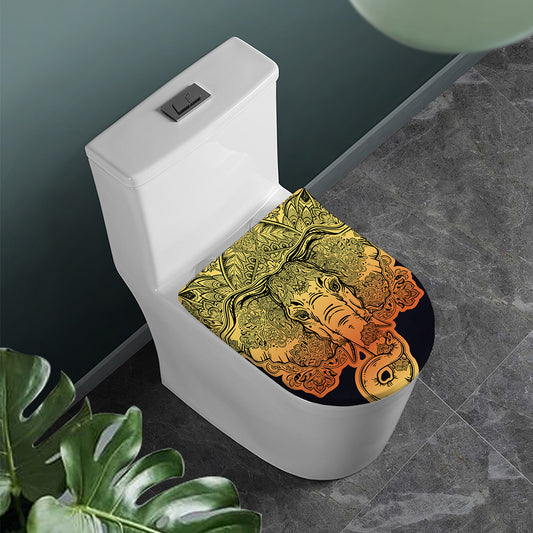 Indian Tribal Spiritual Elephant Print Toilet Lid Cover