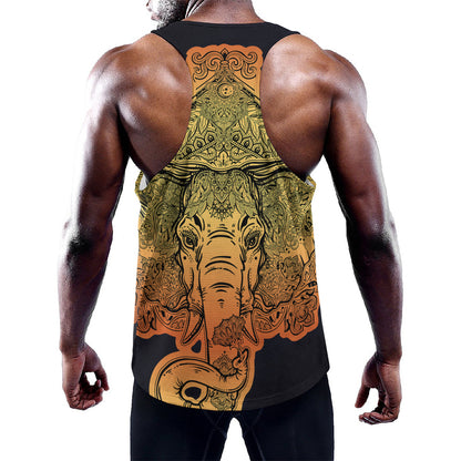 Indian Tribal Spiritual Elephant Print Training Tank Top