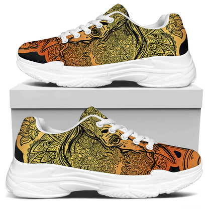 Indian Tribal Spiritual Elephant Print White Chunky Shoes