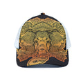 Indian Tribal Spiritual Elephant Print White Mesh Trucker Hat