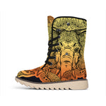 Indian Tribal Spiritual Elephant Print Winter Boots