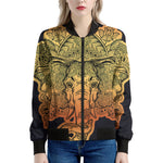 Indian Tribal Spiritual Elephant Print Women's Bomber Jacket
