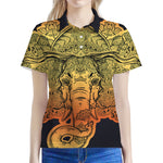 Indian Tribal Spiritual Elephant Print Women's Polo Shirt