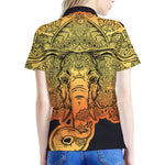 Indian Tribal Spiritual Elephant Print Women's Polo Shirt