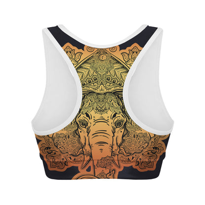 Indian Tribal Spiritual Elephant Print Women's Sports Bra