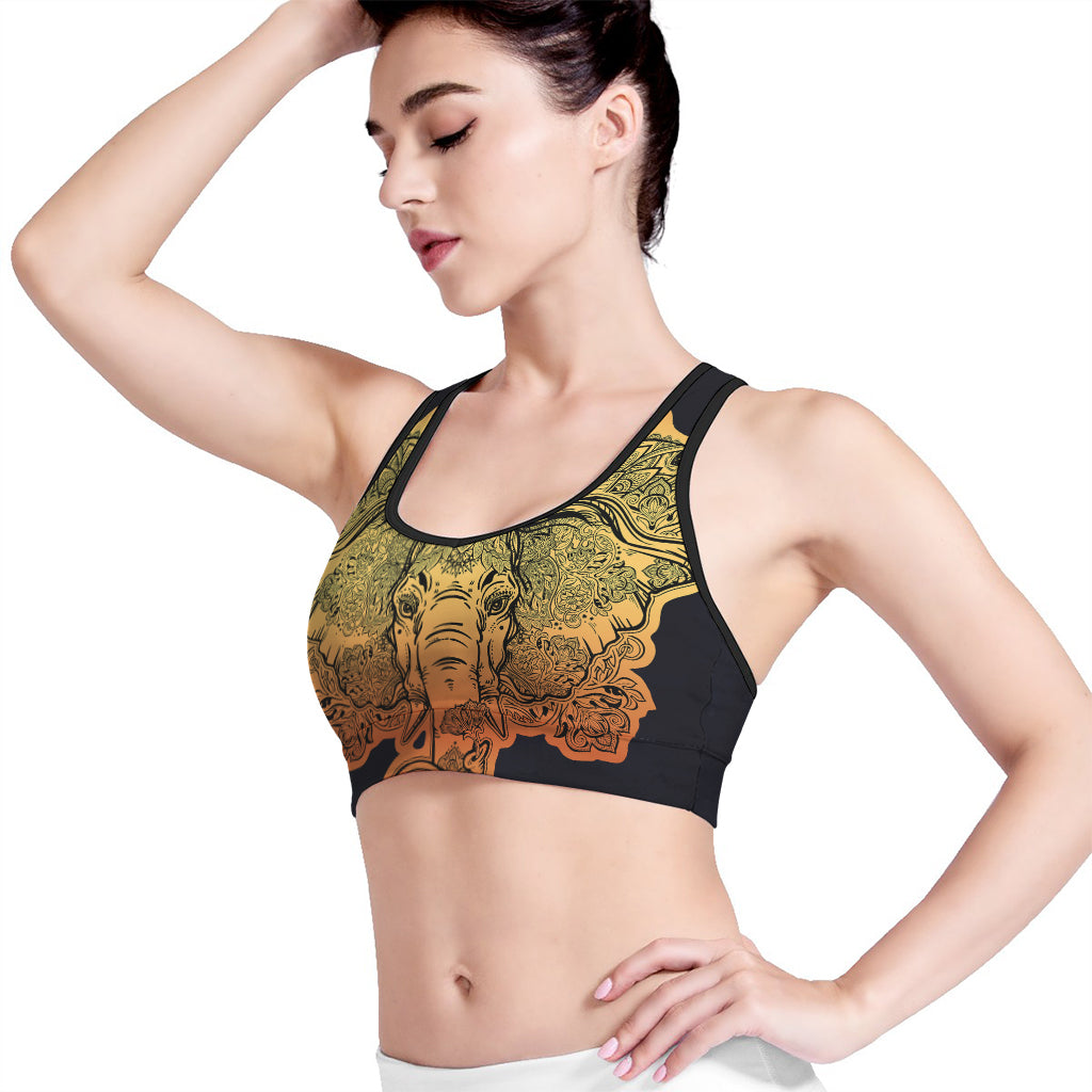 Indian Tribal Spiritual Elephant Print Women's Sports Bra