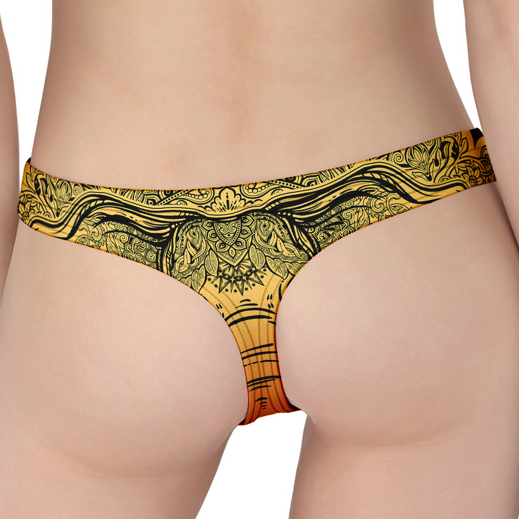 Indian Tribal Spiritual Elephant Print Women's Thong