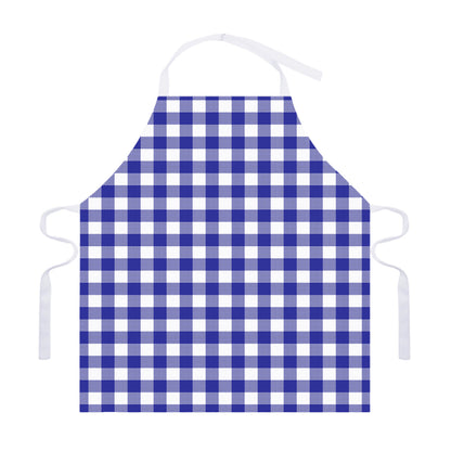 Indigo Blue And White Gingham Print Adjustable Apron