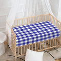 Indigo Blue And White Gingham Print Baby Crib Sheet