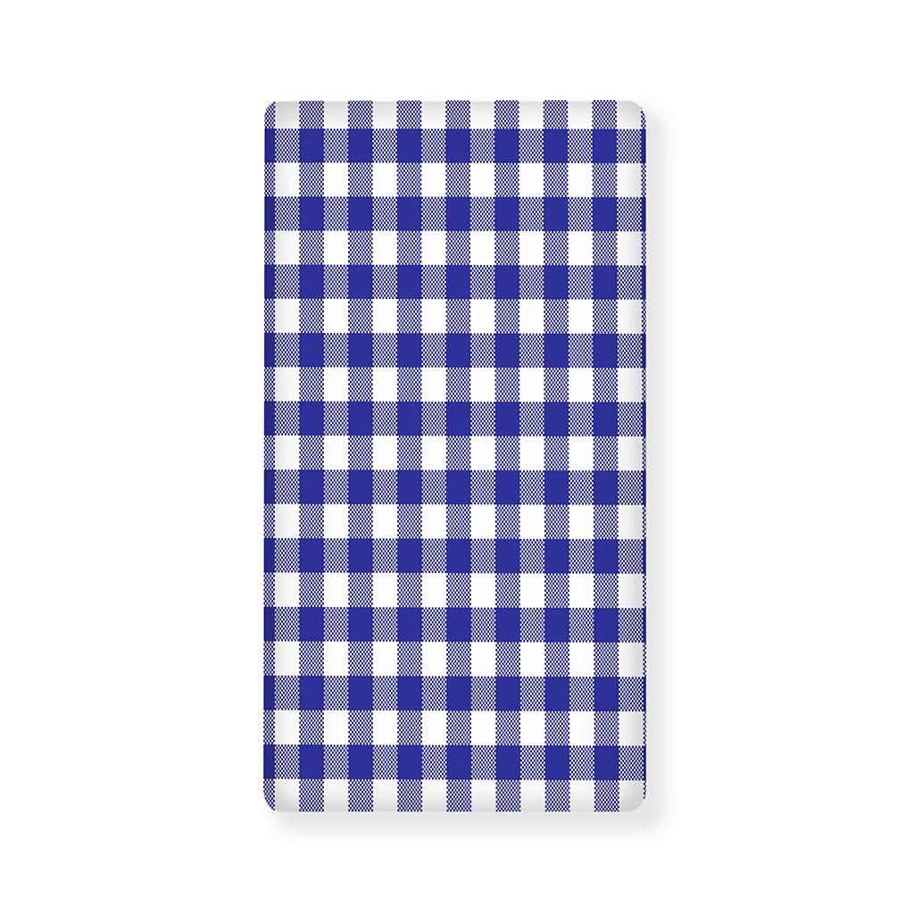 Indigo Blue And White Gingham Print Baby Crib Sheet