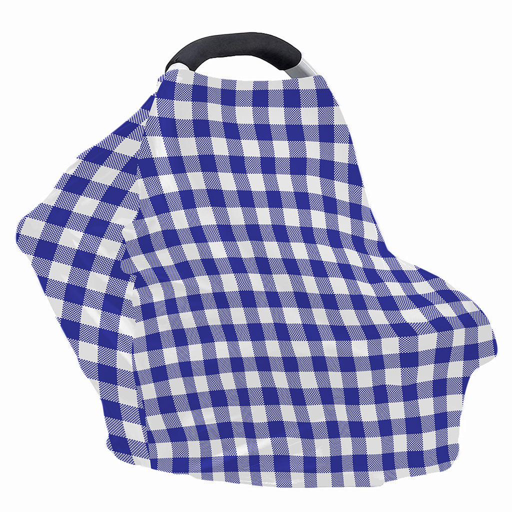 Indigo Blue And White Gingham Print Baby Seat Cover