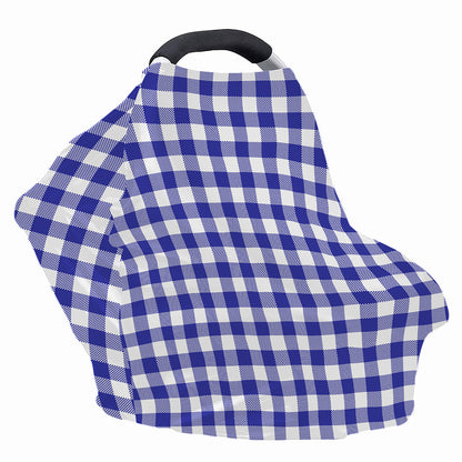 Indigo Blue And White Gingham Print Baby Seat Cover