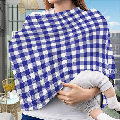 Indigo Blue And White Gingham Print Baby Seat Cover