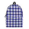 Indigo Blue And White Gingham Print School Backpack
