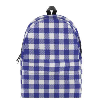 Indigo Blue And White Gingham Print Backpack