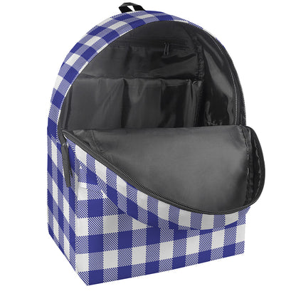 Indigo Blue And White Gingham Print Backpack