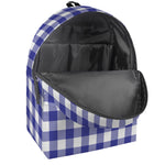 Indigo Blue And White Gingham Print Backpack