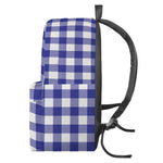 Indigo Blue And White Gingham Print Backpack