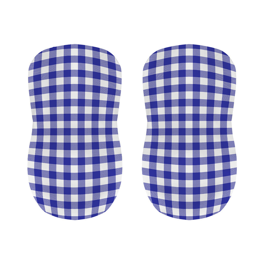 Indigo Blue And White Gingham Print Bar Stool Covers