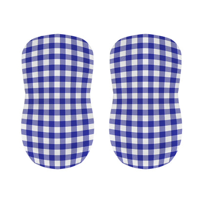 Indigo Blue And White Gingham Print Bar Stool Covers