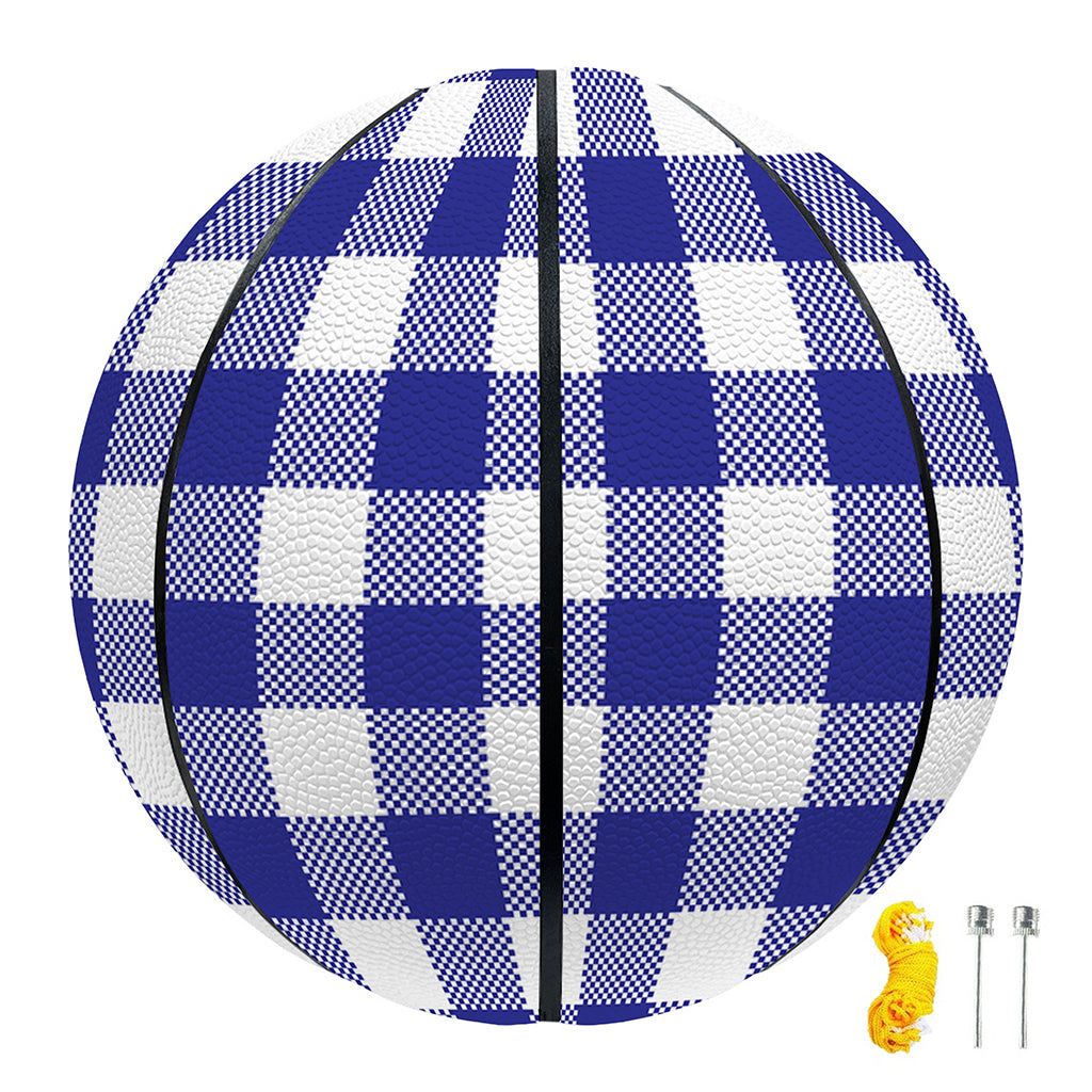Indigo Blue And White Gingham Print Basketball