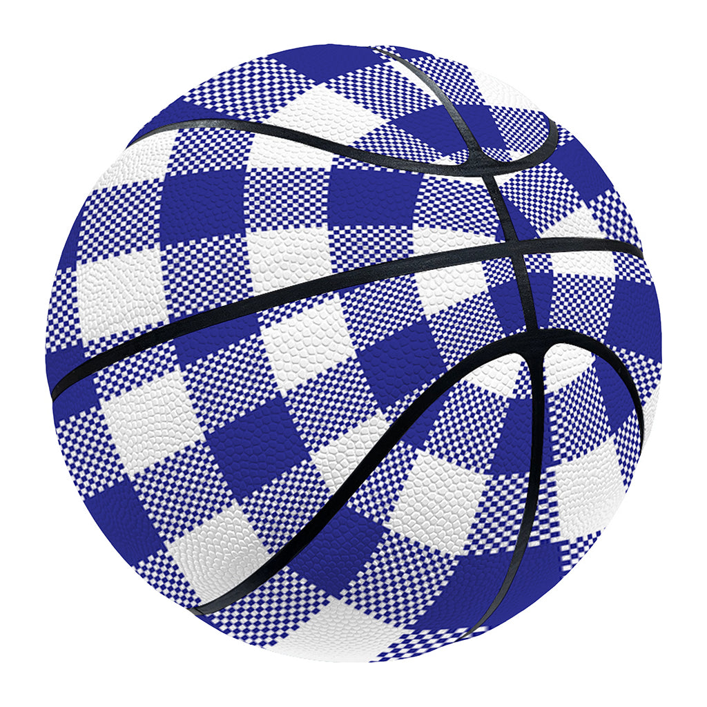 Indigo Blue And White Gingham Print Basketball
