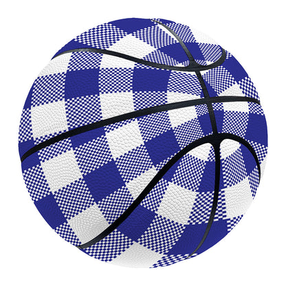Indigo Blue And White Gingham Print Basketball