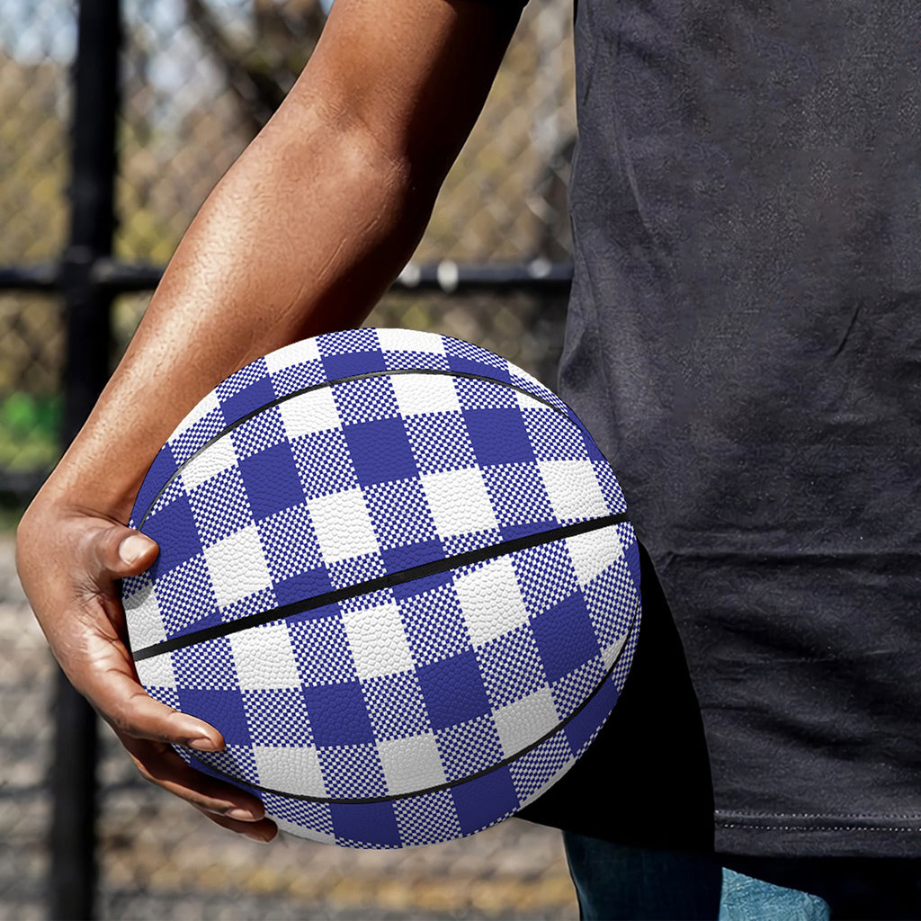 Indigo Blue And White Gingham Print Basketball
