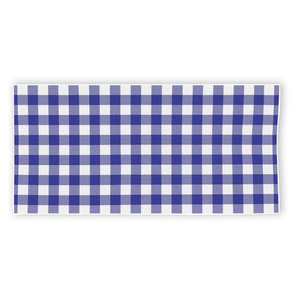 Indigo Blue And White Gingham Print Beach Towel