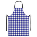 Indigo Blue And White Gingham Print Bib Apron With Pocket