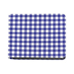 Indigo Blue And White Gingham Print Bifold Wallet