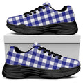 Indigo Blue And White Gingham Print Black Chunky Shoes