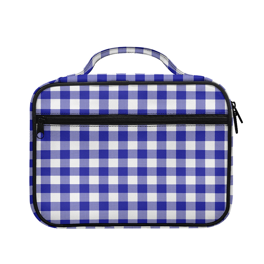 Indigo Blue And White Gingham Print Briefcase Bible Bag