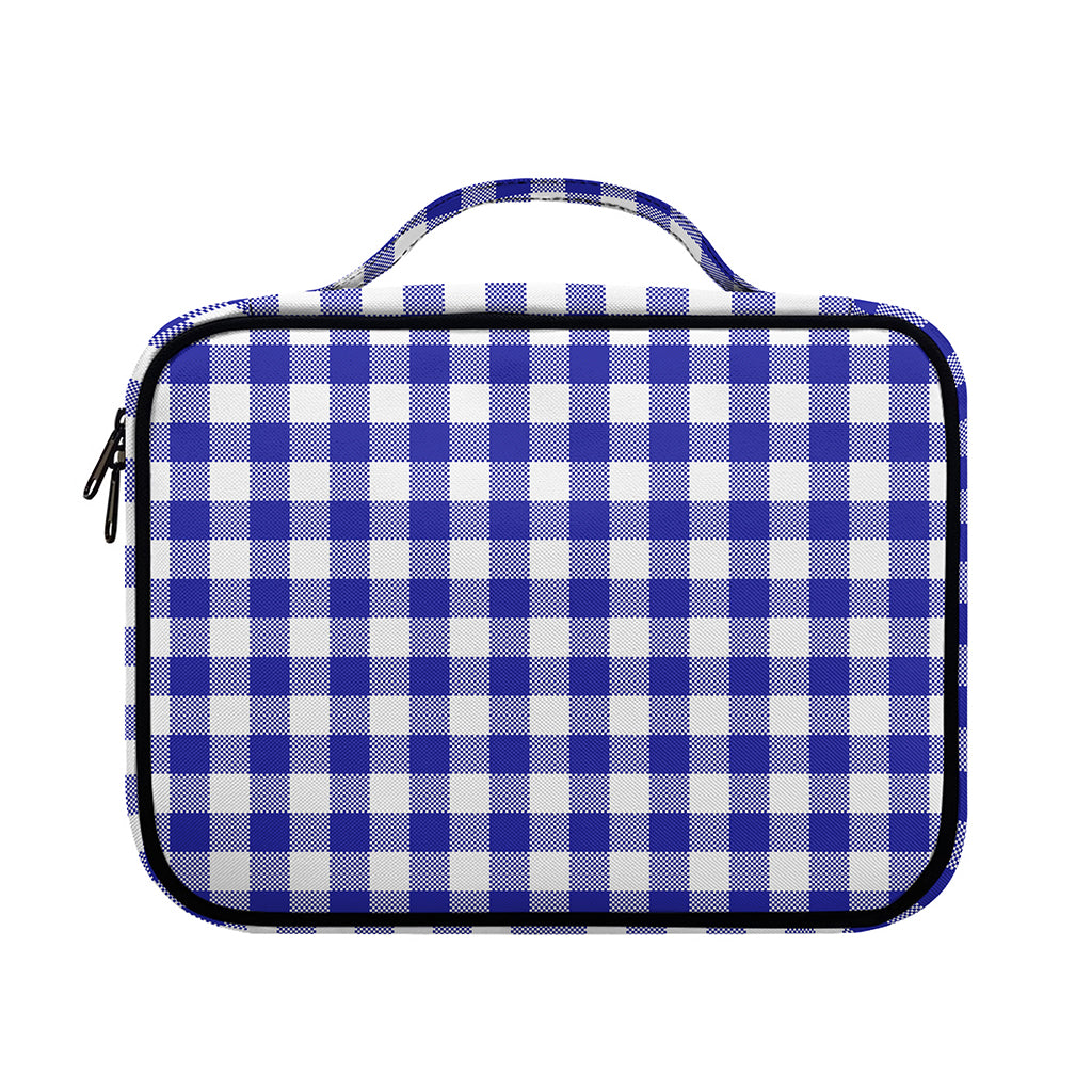 Indigo Blue And White Gingham Print Briefcase Bible Bag