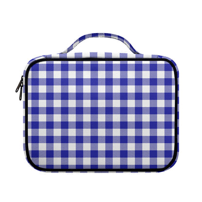 Indigo Blue And White Gingham Print Briefcase Bible Bag