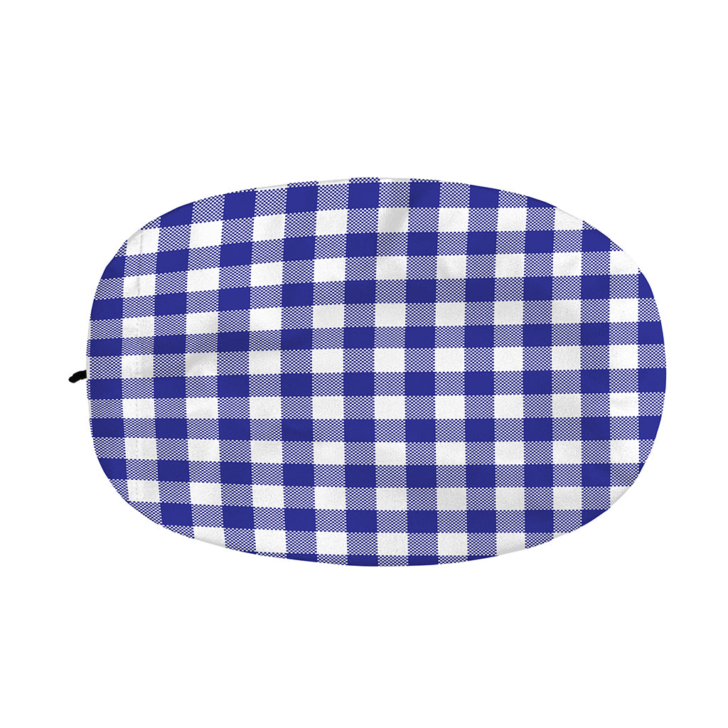 Indigo Blue And White Gingham Print Car Side Mirror Covers