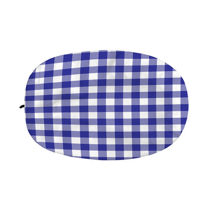 Indigo Blue And White Gingham Print Car Side Mirror Covers