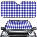 Indigo Blue And White Gingham Print Car Windshield Sun Shade