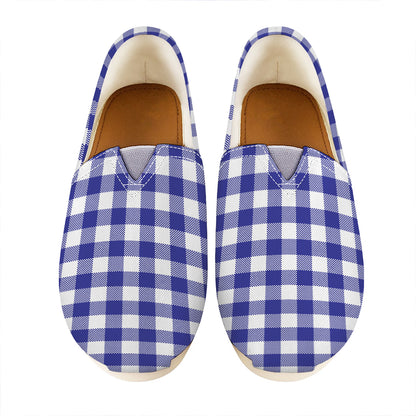Indigo Blue And White Gingham Print Casual Shoes